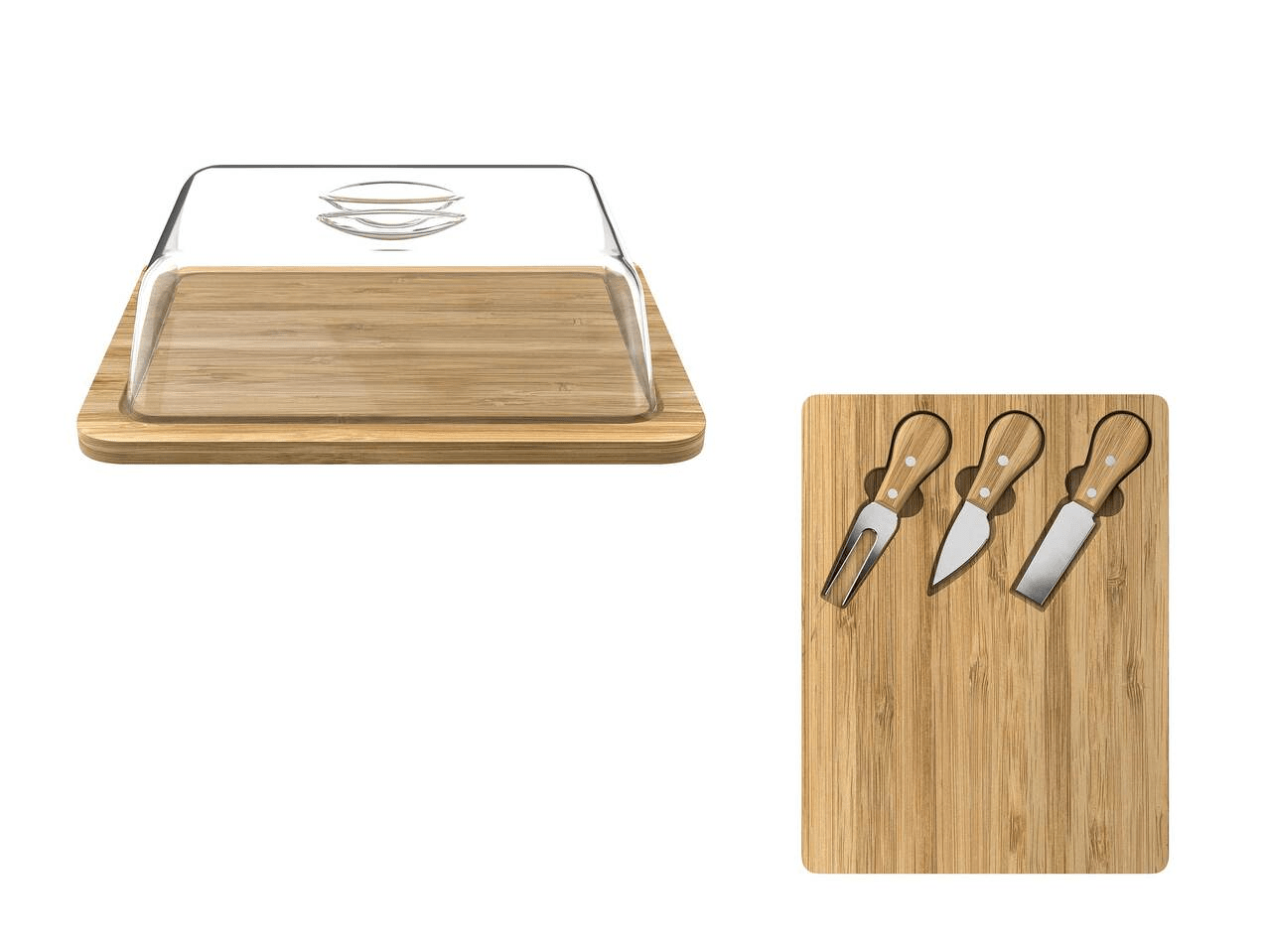 ERNESTO® cheese dome / chopping boardBoard made of bambooWith 3piece