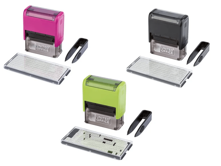 UNITED OFFICE® stamps that you can set yourselfOffice and address
