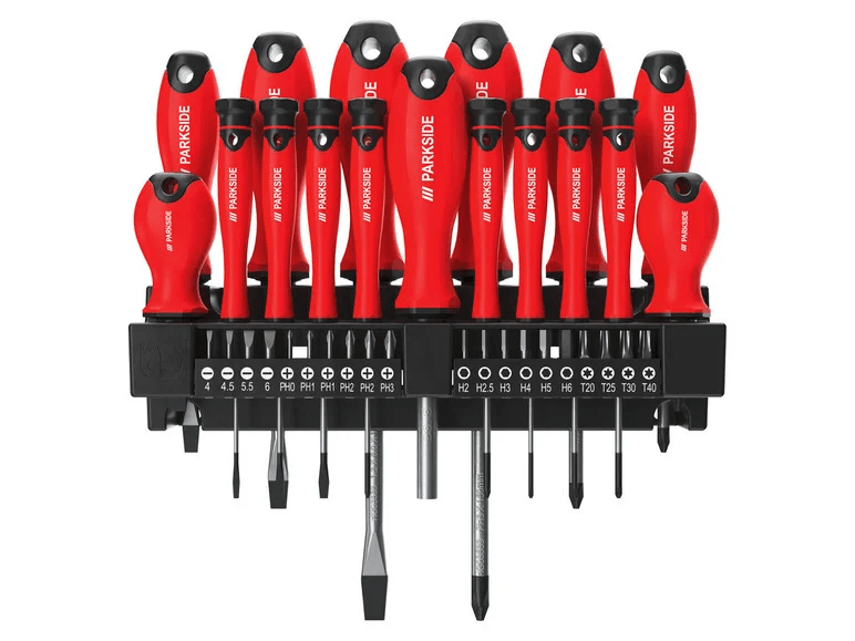 PARKSIDE screwdriver set, with wall bracket, 37 piecesRecordings slotted and Phillipsset 37