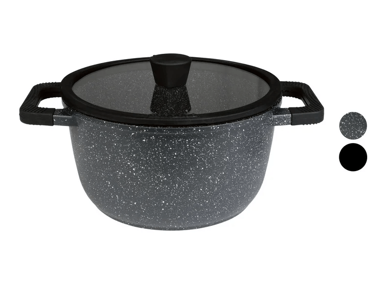 ERNESTO® cast aluminum saucepan, Ø 24 cm, with glass lidTypes Black & granite look Oven safe