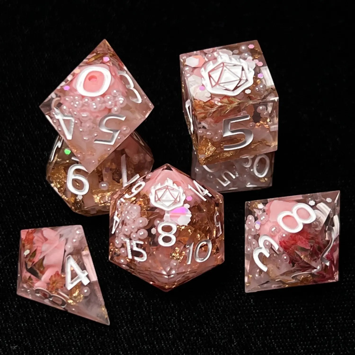 Floral Storm Resin DnD Dice Set Handmade Everhearth Inn