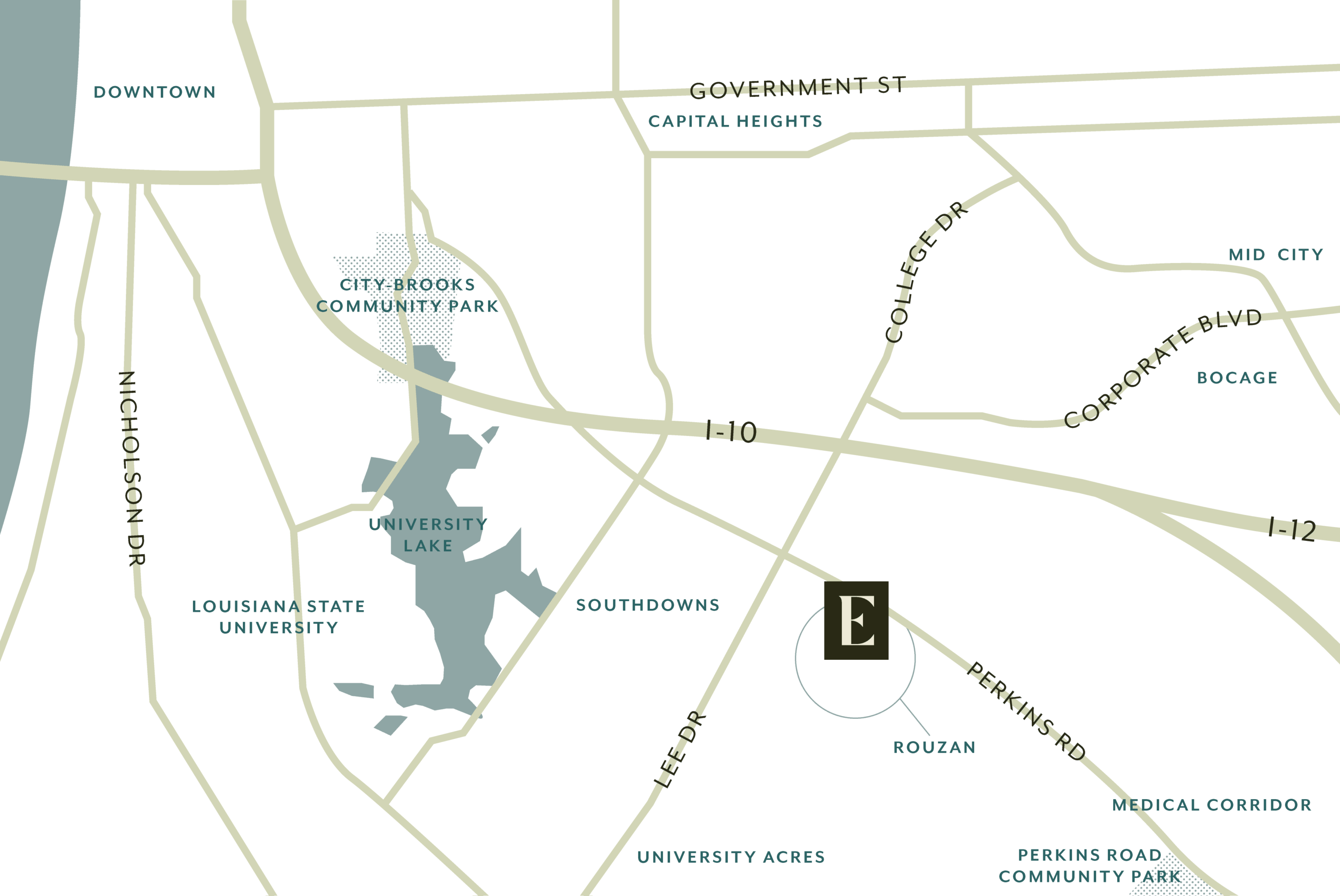 Apartment Complex Neighborhood The Everly at Rouzan Baton Rouge, LA