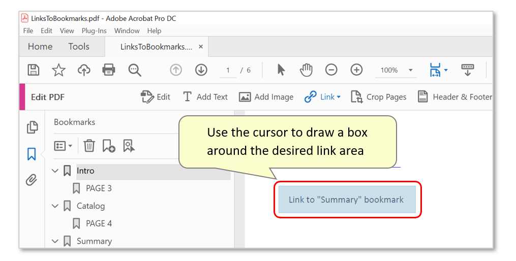 Adding Links to Bookmark Actions Using JavaScript in Adobe Acrobat