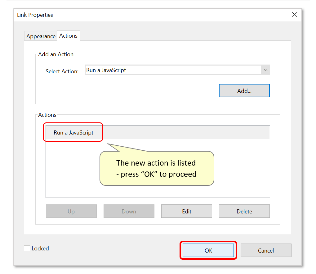 Adding Links to Bookmark Actions Using JavaScript in Adobe Acrobat