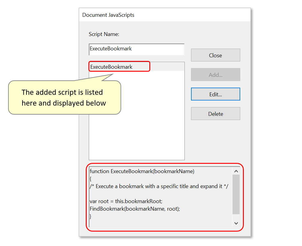 Adding Links to Bookmark Actions Using JavaScript in Adobe Acrobat