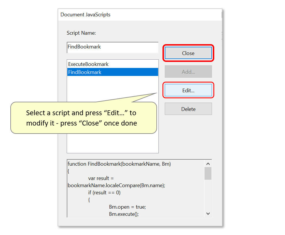 Adding Links to Bookmark Actions Using JavaScript in Adobe Acrobat