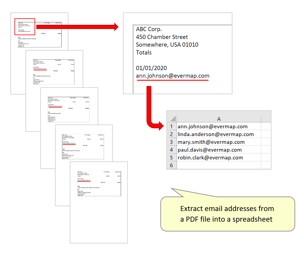 Extract Email Addresses from a PDF into a Spreadsheet