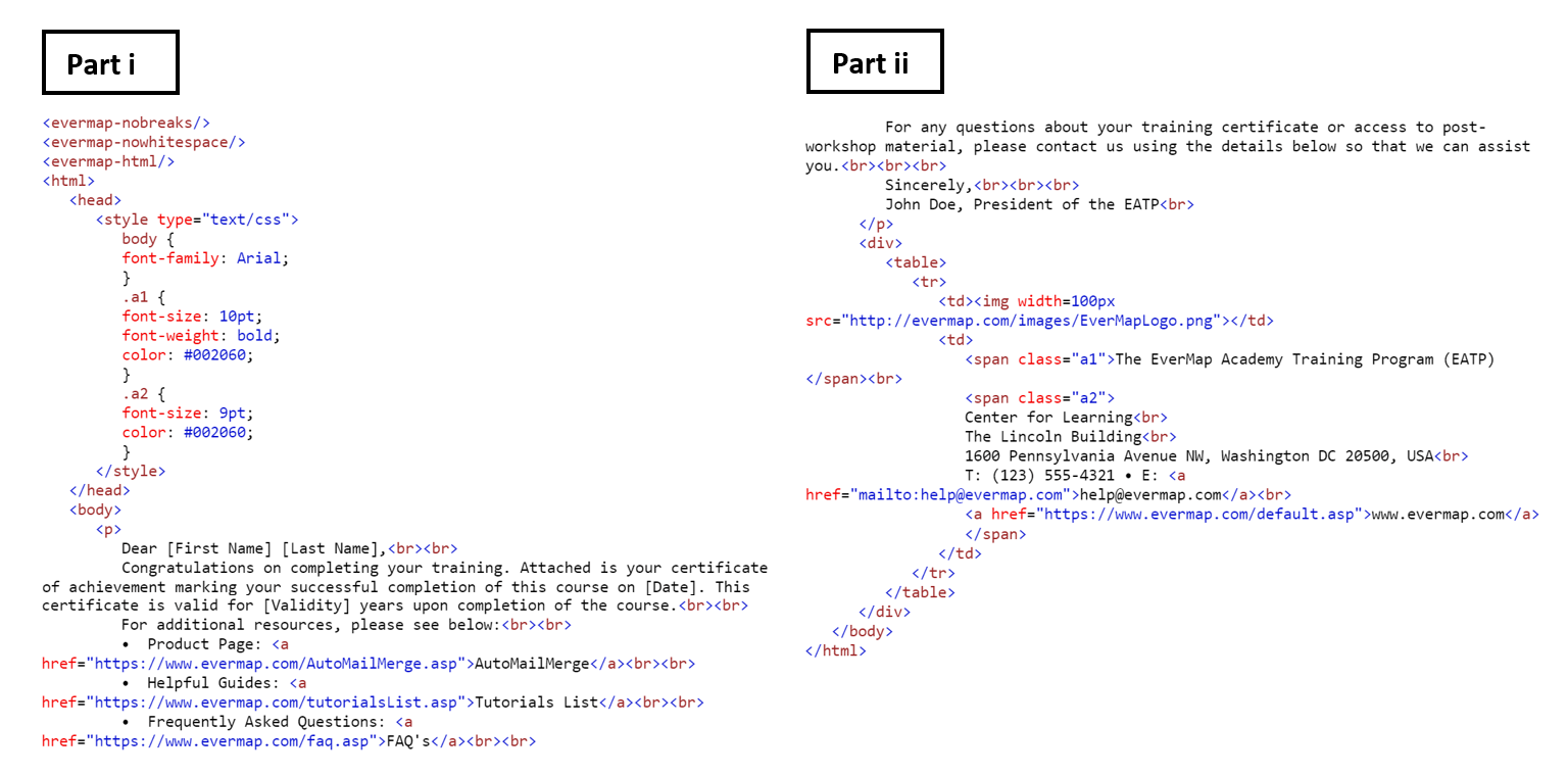 Formatting HTML Messages in AutoMailMerge