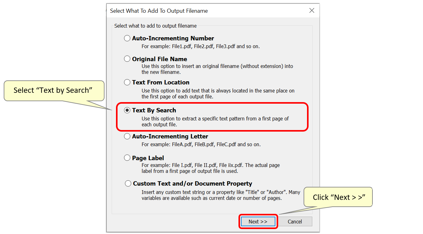 Rename PDF Files by Text Pattern Search