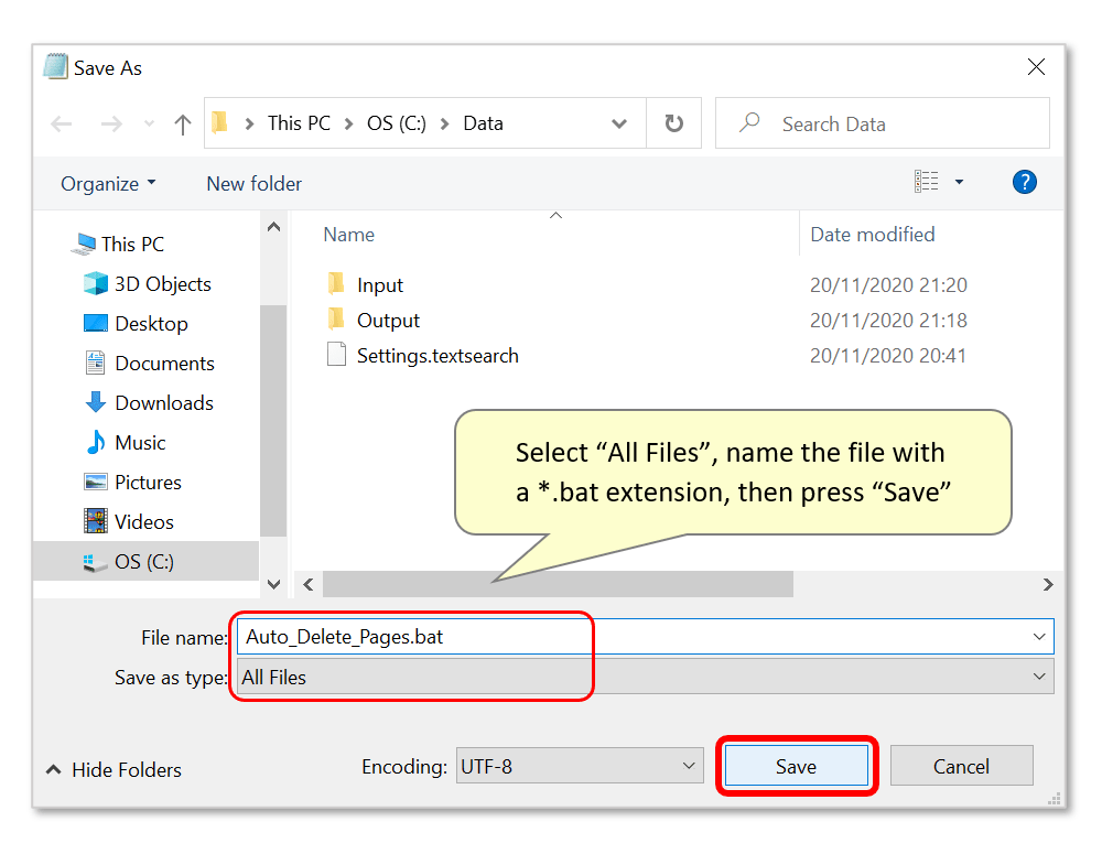 Deleting Pages Via a Text Search With a Commandline BAT File