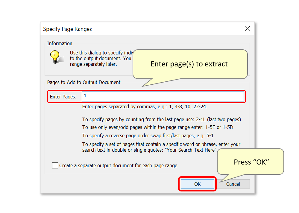 Extracting PDF Page Ranges Into Different Folders