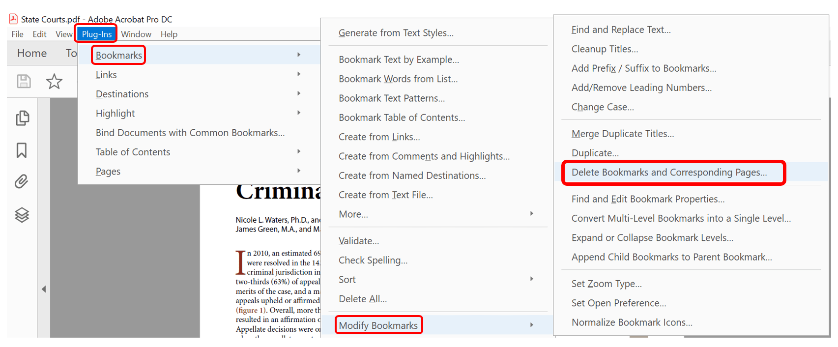 Deleting Bookmarks and their Corresponding Pages