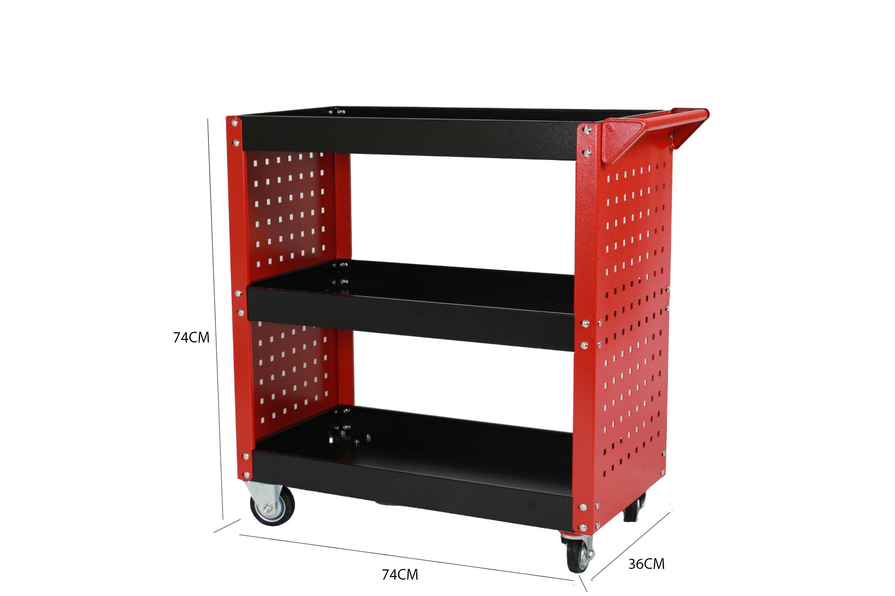 Tool Trolley Cart Storage 3Tier Metal Rolling Steel Mechanic Utility