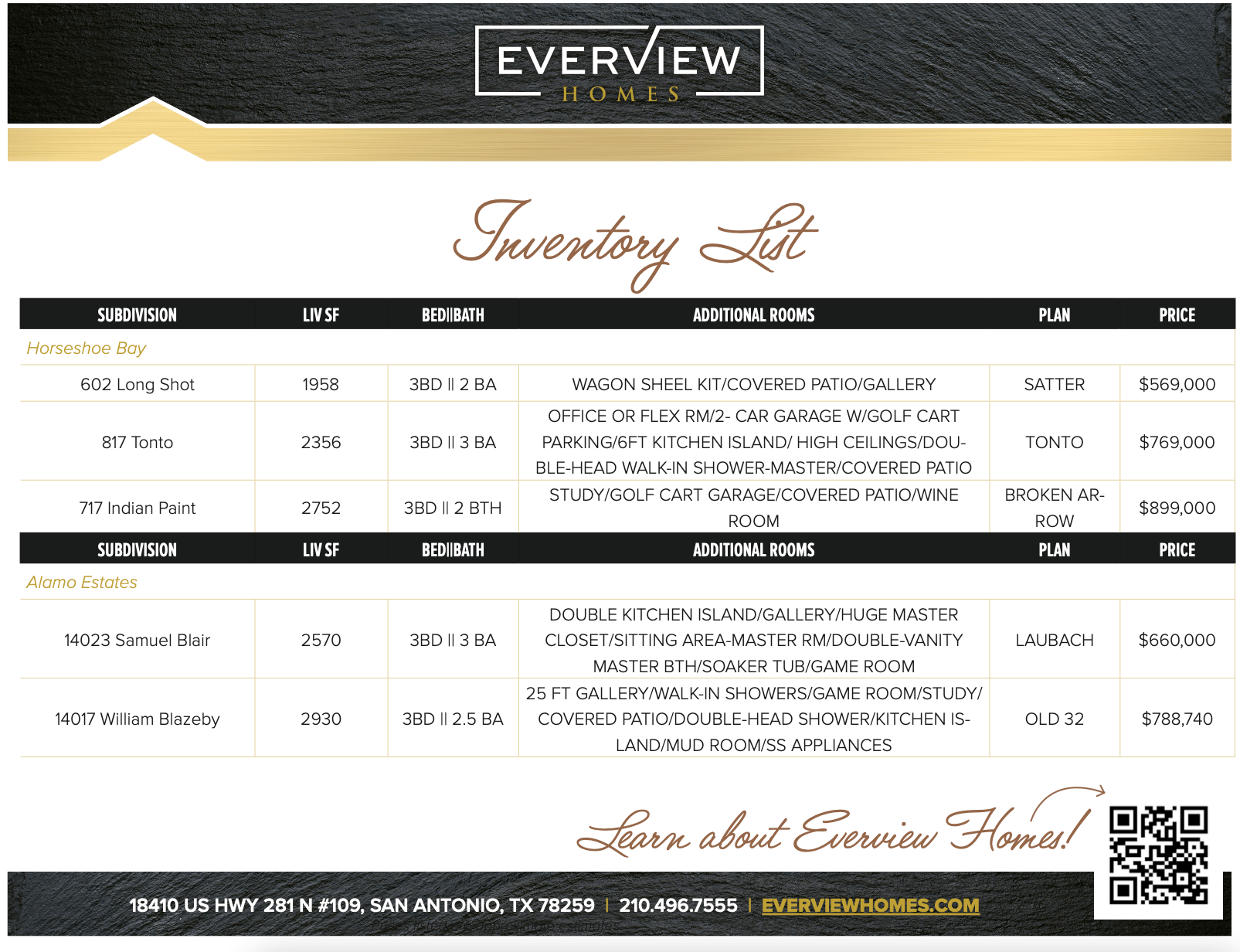 Alamo Estates Everview Homes