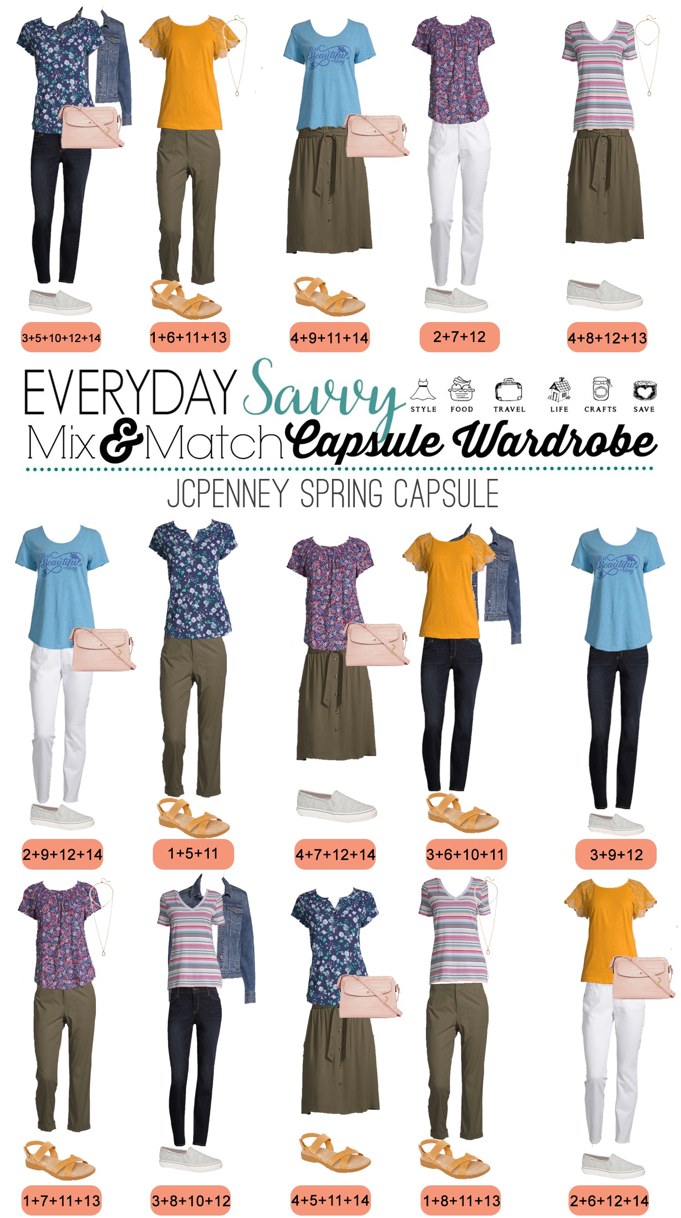 Mix and Match Clothes JCPenney Capsule Wardrobe for Spring