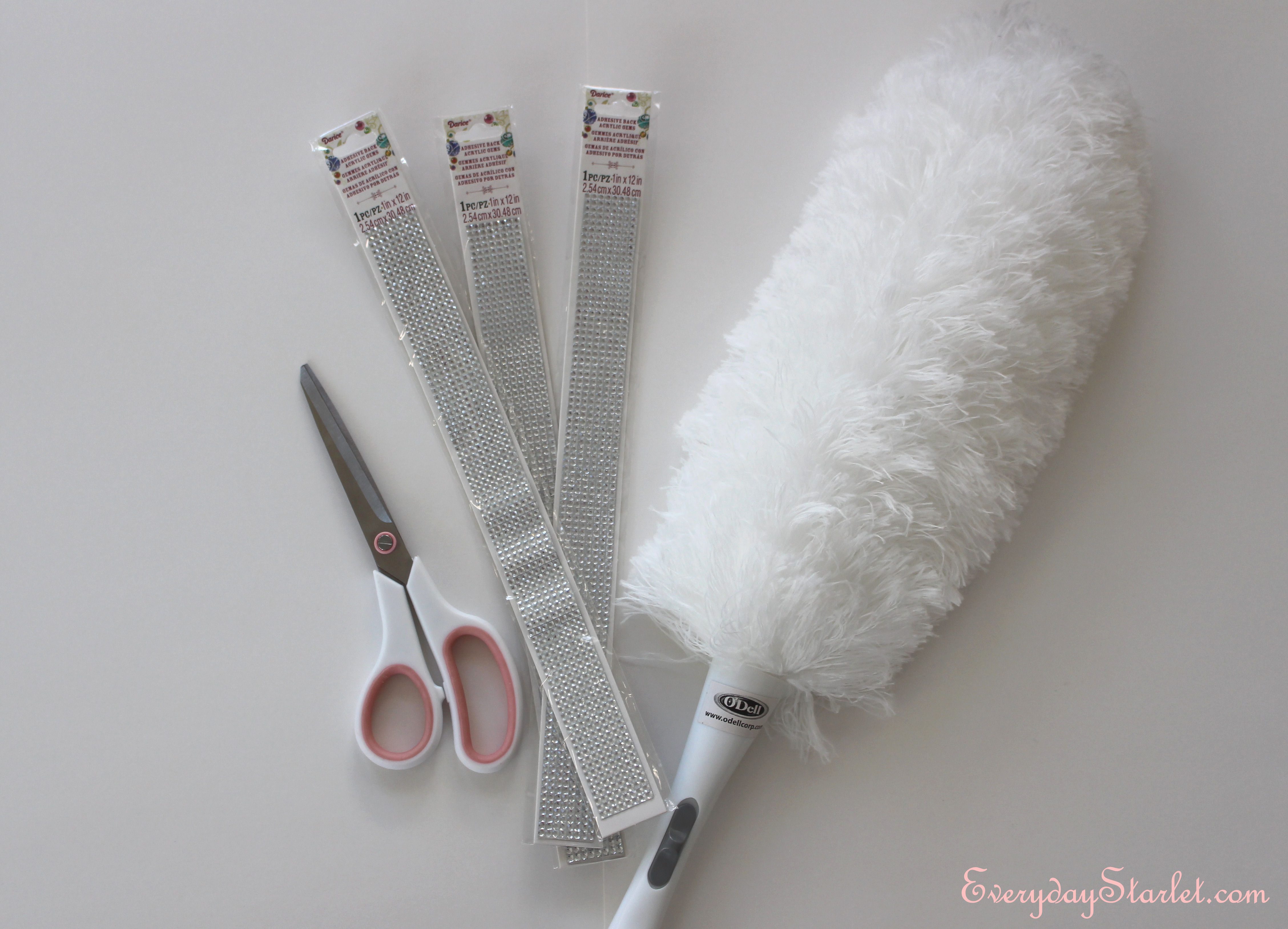 DIY Rhinestone Feather Duster Everyday Starlet