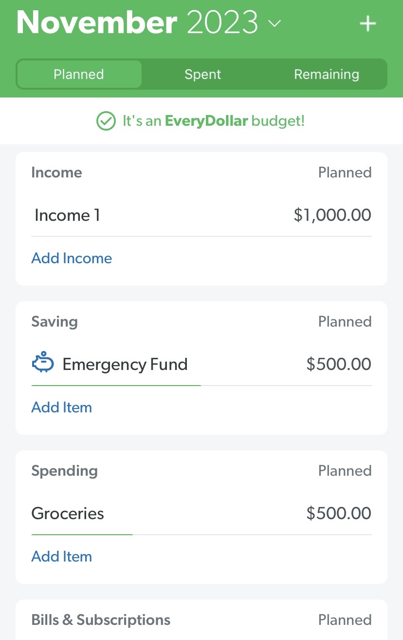 Negative Amount in Remaining EveryDollar