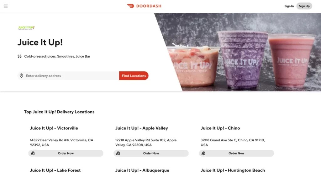 Juice It Up Menu Prices (US) 2024