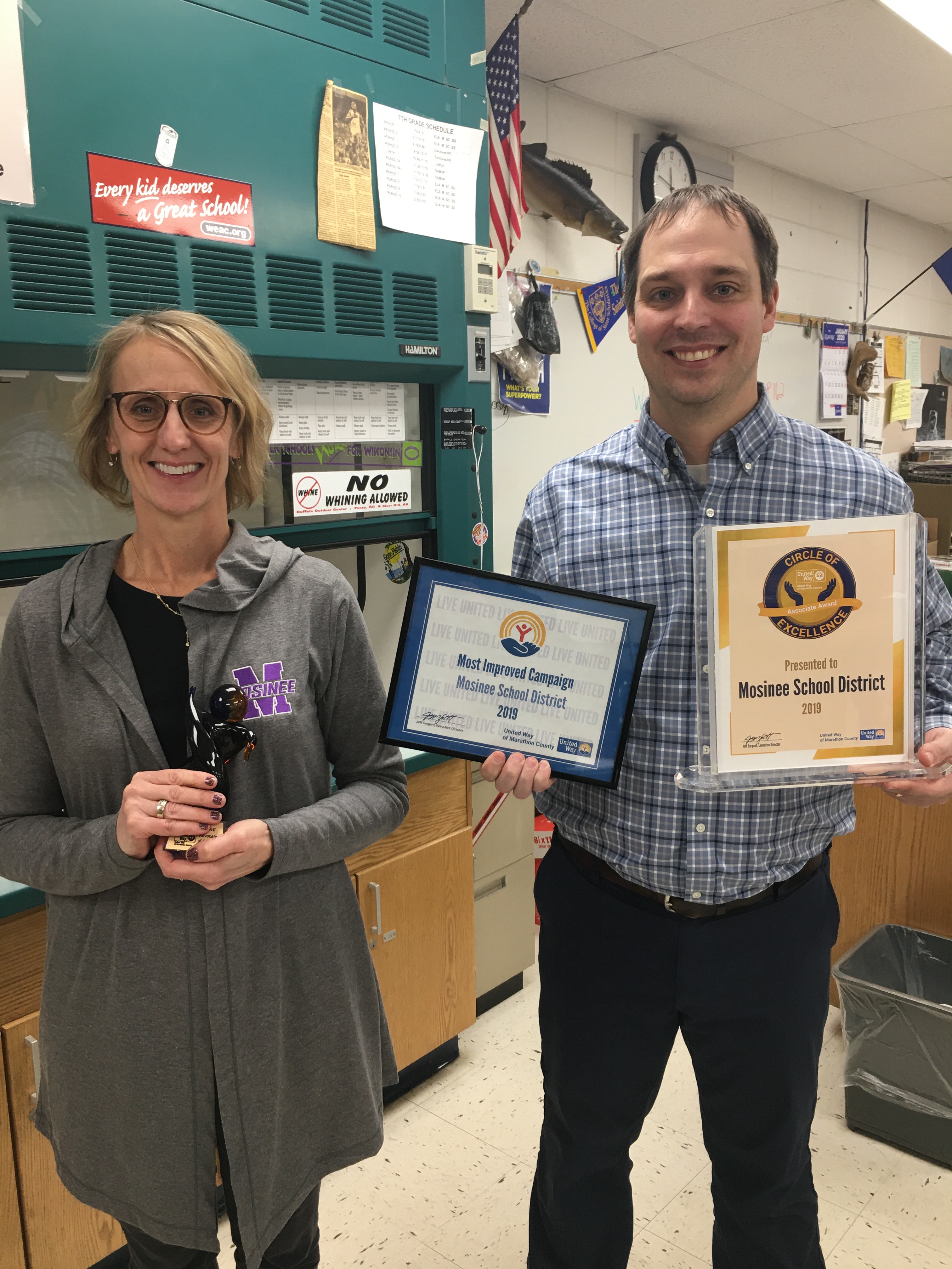 Mosinee School District Staff Earn 3 United Way Awards in 2020