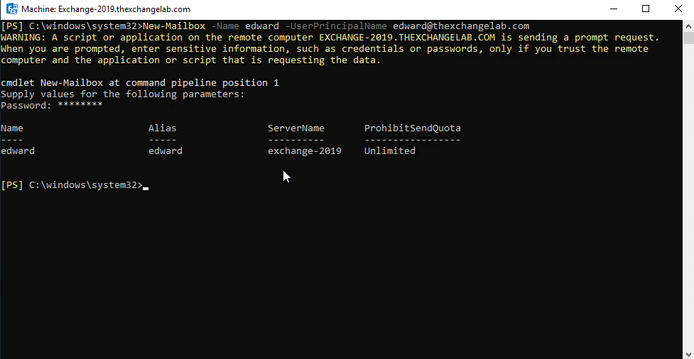 Exchange 2019 Create a new mailbox with PowerShell Everything