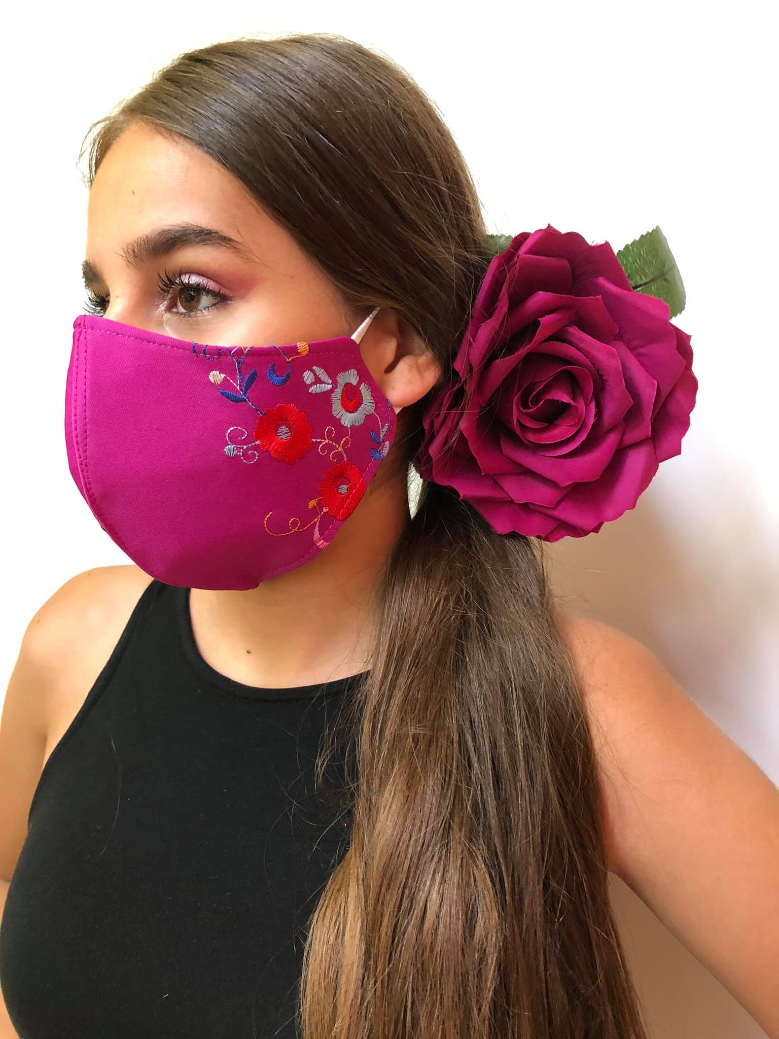 Embroider Spanish Face Mask Bougainvillea Everything Flamenco