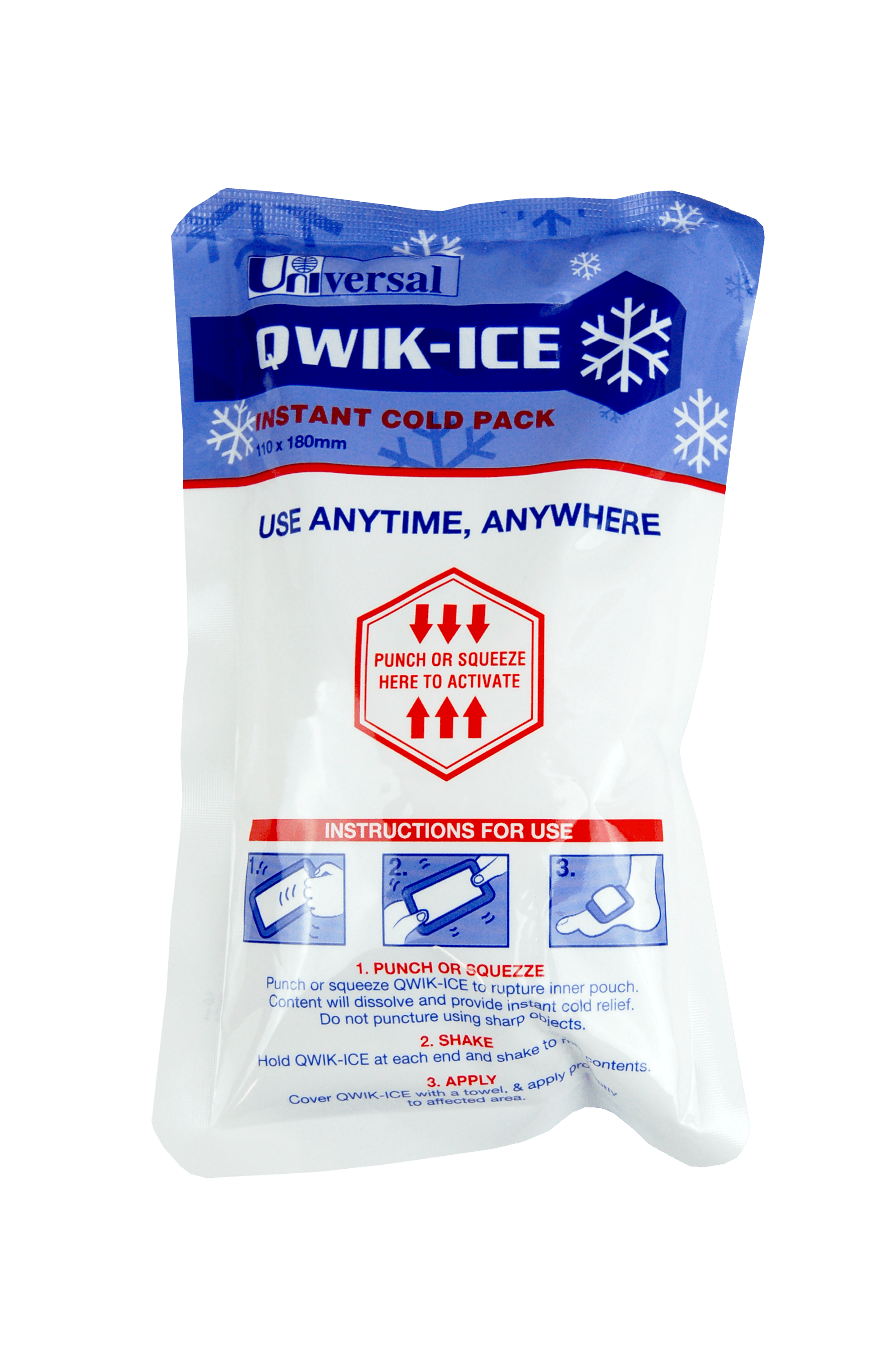 QwikIce Instant Cold Pack, Ammonium Nitrate Free, 18 x 11cm, 198