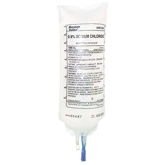 Baxter Intravenous IV Infusion 0.9 Sodium Chloride, 1 Litre, 12 Bags