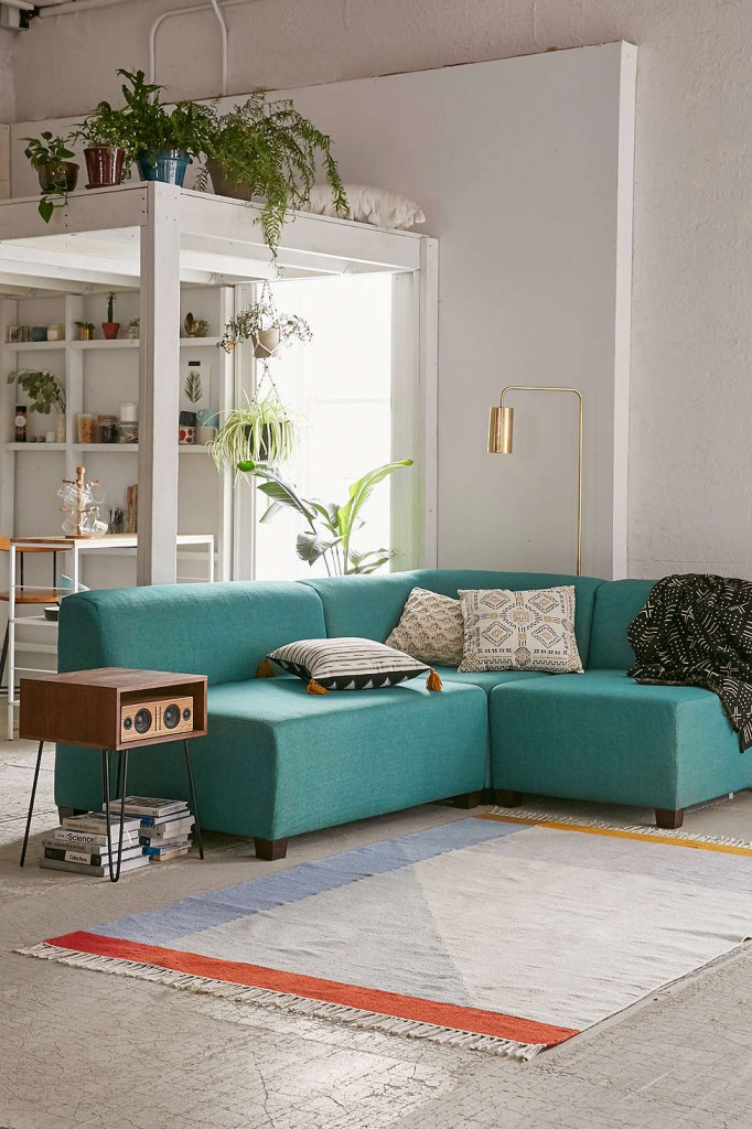 Elliot Custom Sectional Sofa in Turquoise Everything Turquoise