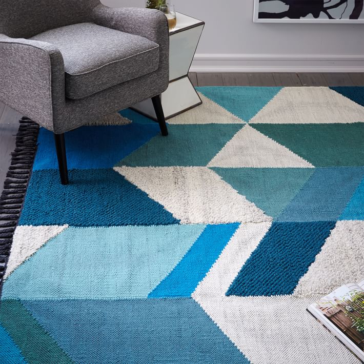 Geo Shag Wool Kilim Rug Everything Turquoise