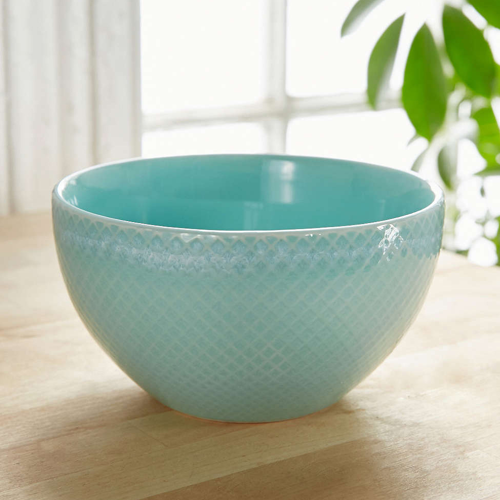 Mint Embossed Ceramic Bowl Everything Turquoise