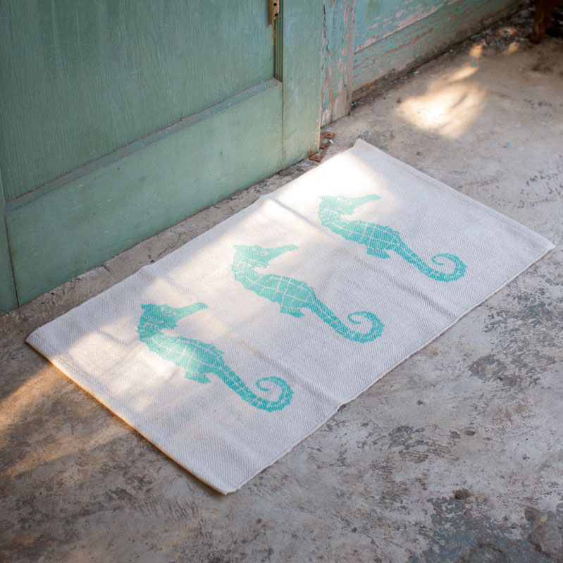 Cotton Seahorse Rug Everything Turquoise