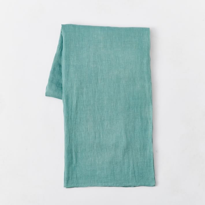 Oversized Washed Linen Bed Scarf Everything Turquoise