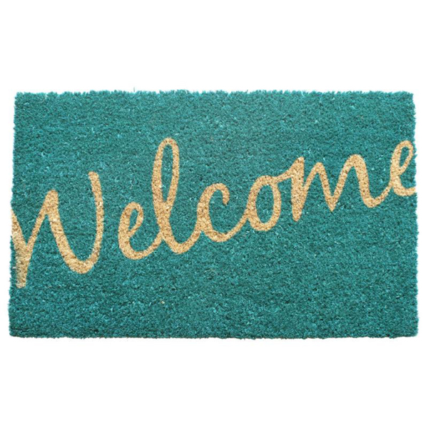 Cursive Coir Doormat Everything Turquoise