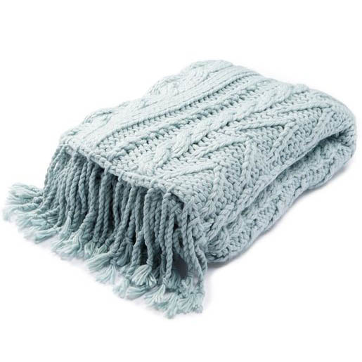 Blue Chunky Cable Knit Throw Everything Turquoise