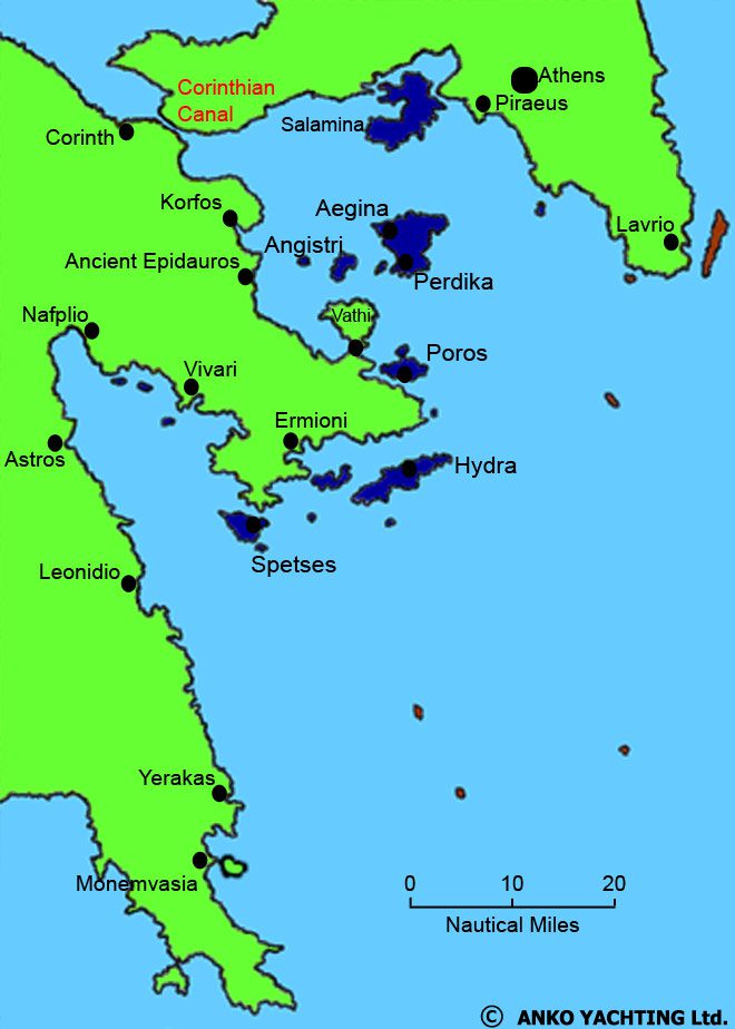 Carte Iles Saroniques Grèce Saronic Islands EviYachting Fully crewed yacht charters in Greece