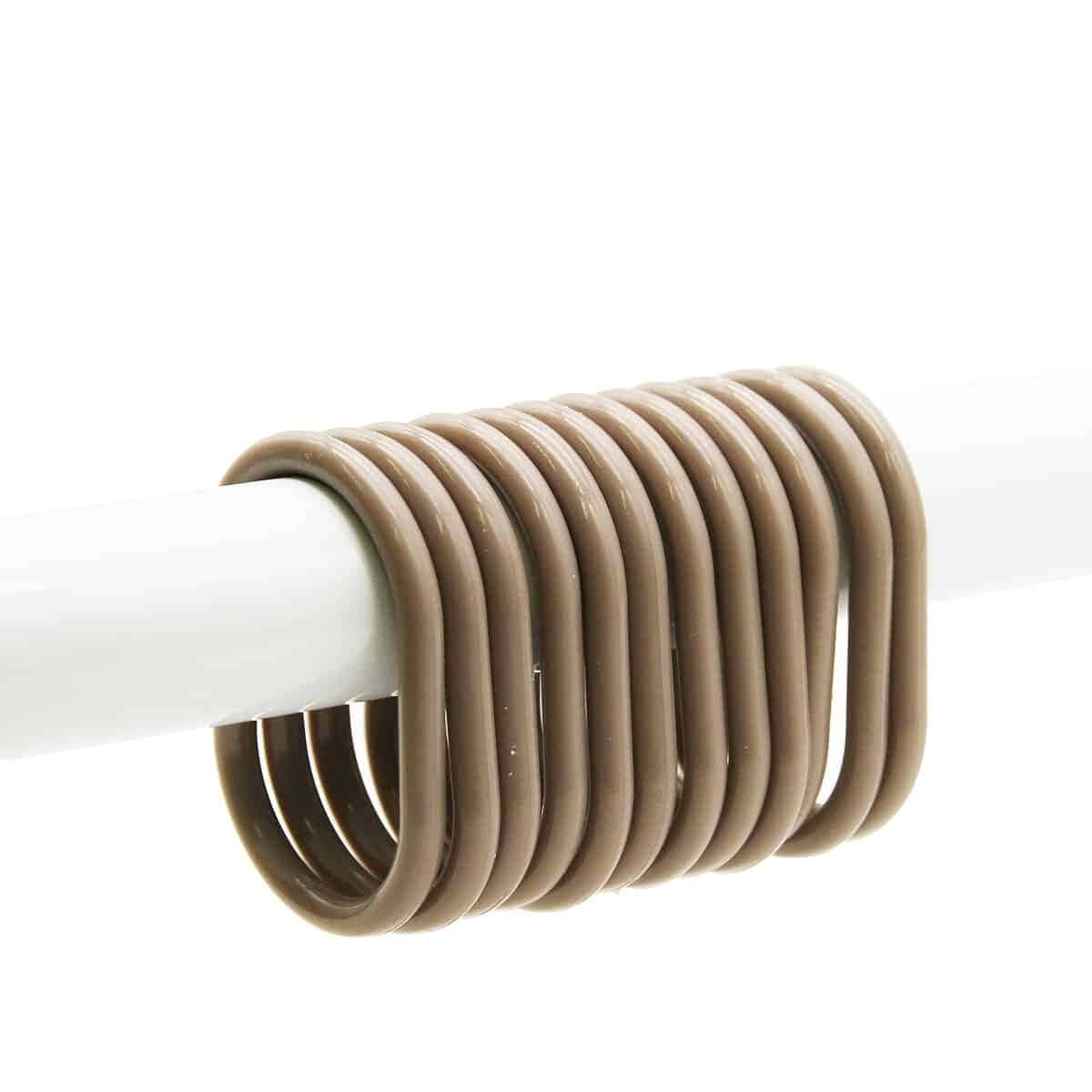 Shower Curtain Rings Plastic Hooks Solid And Clear Color Set of 12