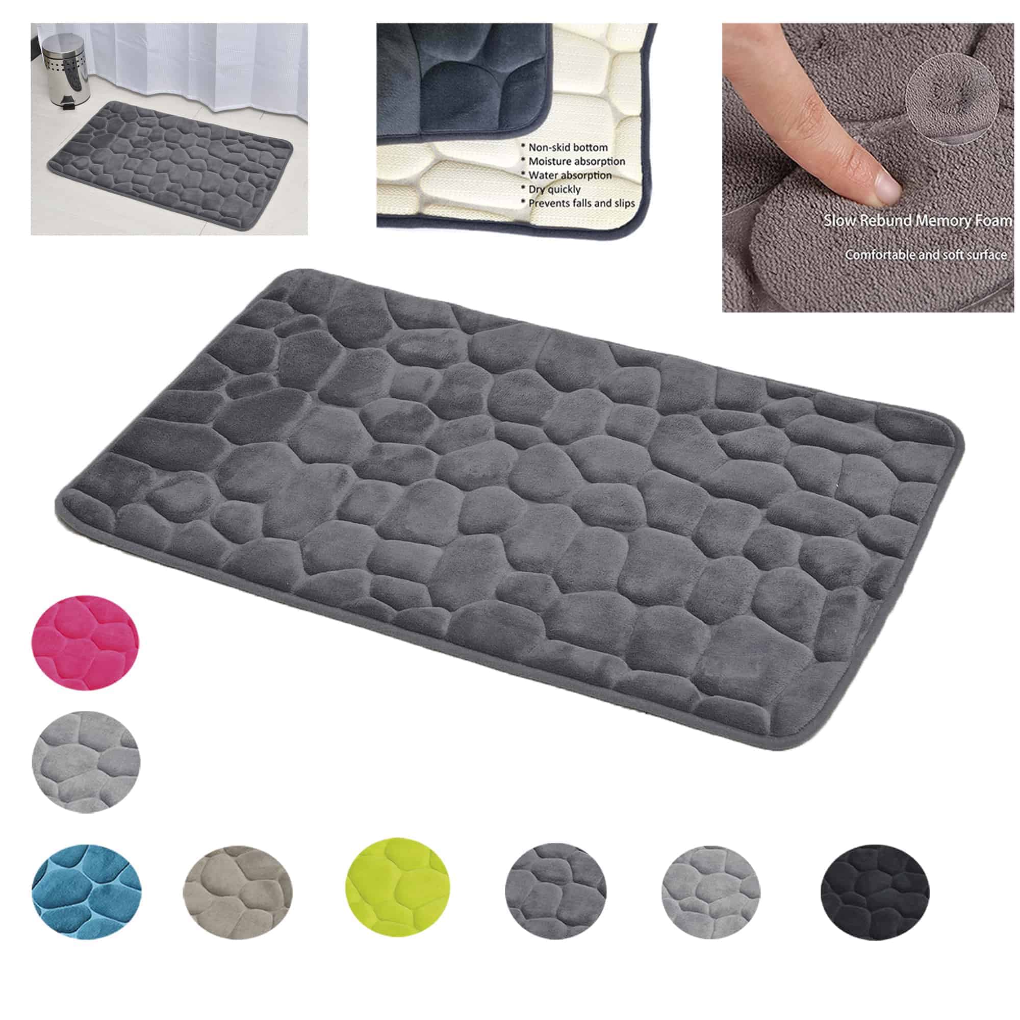 Microfiber Memory Foam Bath Mat Evideco 3D Cobble Stone Shaped Memory Foam Bath Mat Microfiber Non Slip
