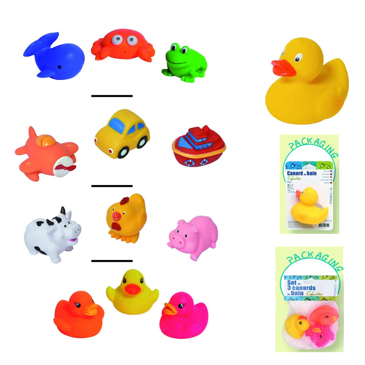 Evideco Set of 3 NonToxic Floating Bath Toys Farm Animals Pig Cow Hen
