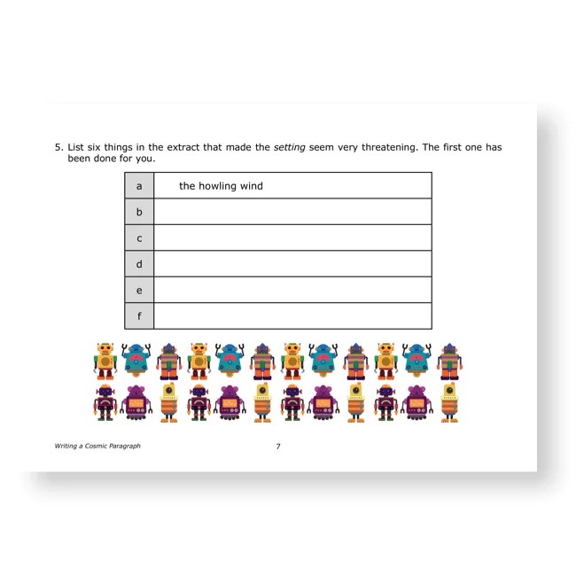 Writing and punctuating a paragraph.