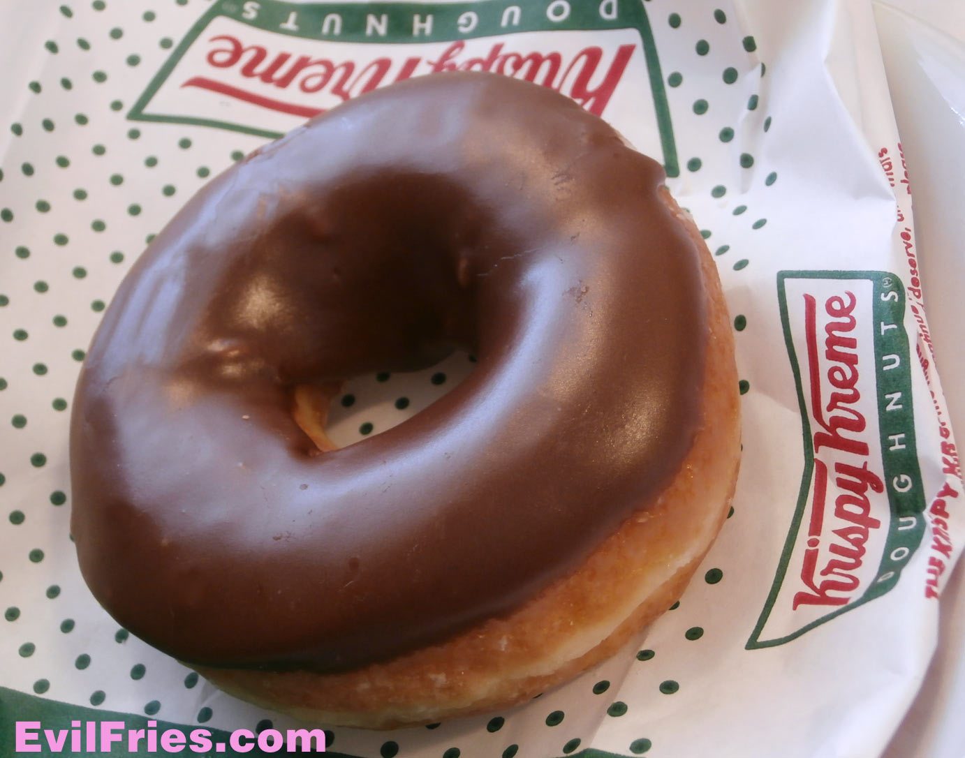Krispy Kreme Sugar Donut, Chocolate Icing Up Close and Personal