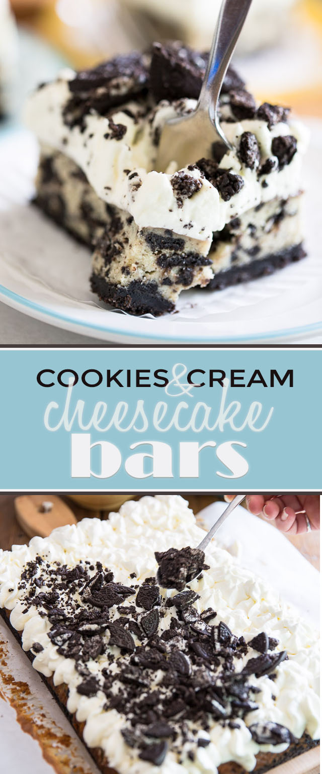 Cookies and Cream Cheesecake Bars • My Evil Twin's Kitchen