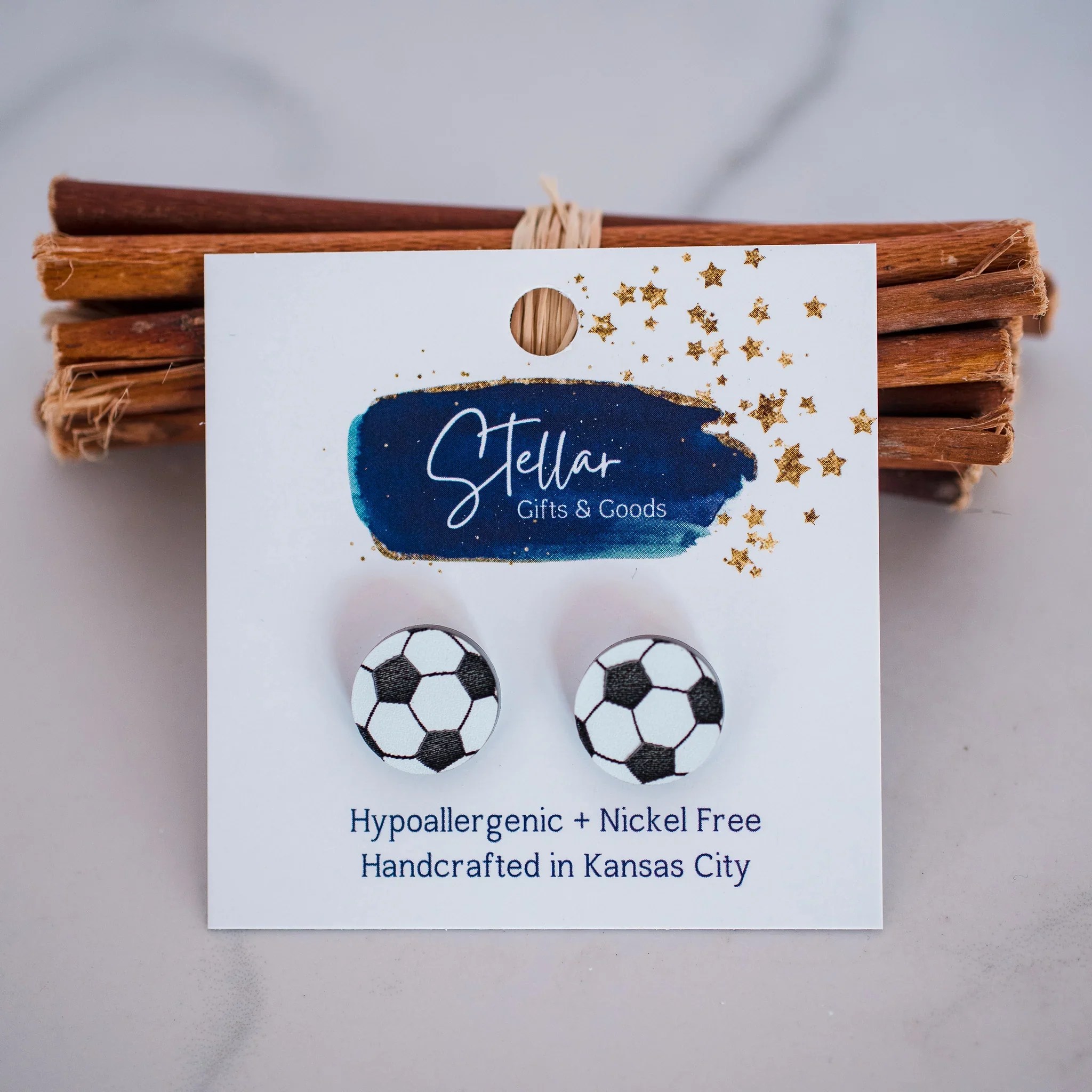 Soccer Stud Earrings Evimero Marketplace