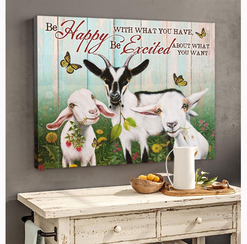 Canvas Wall Art Wall Decor GoatPrint Canvas Be happy with what you