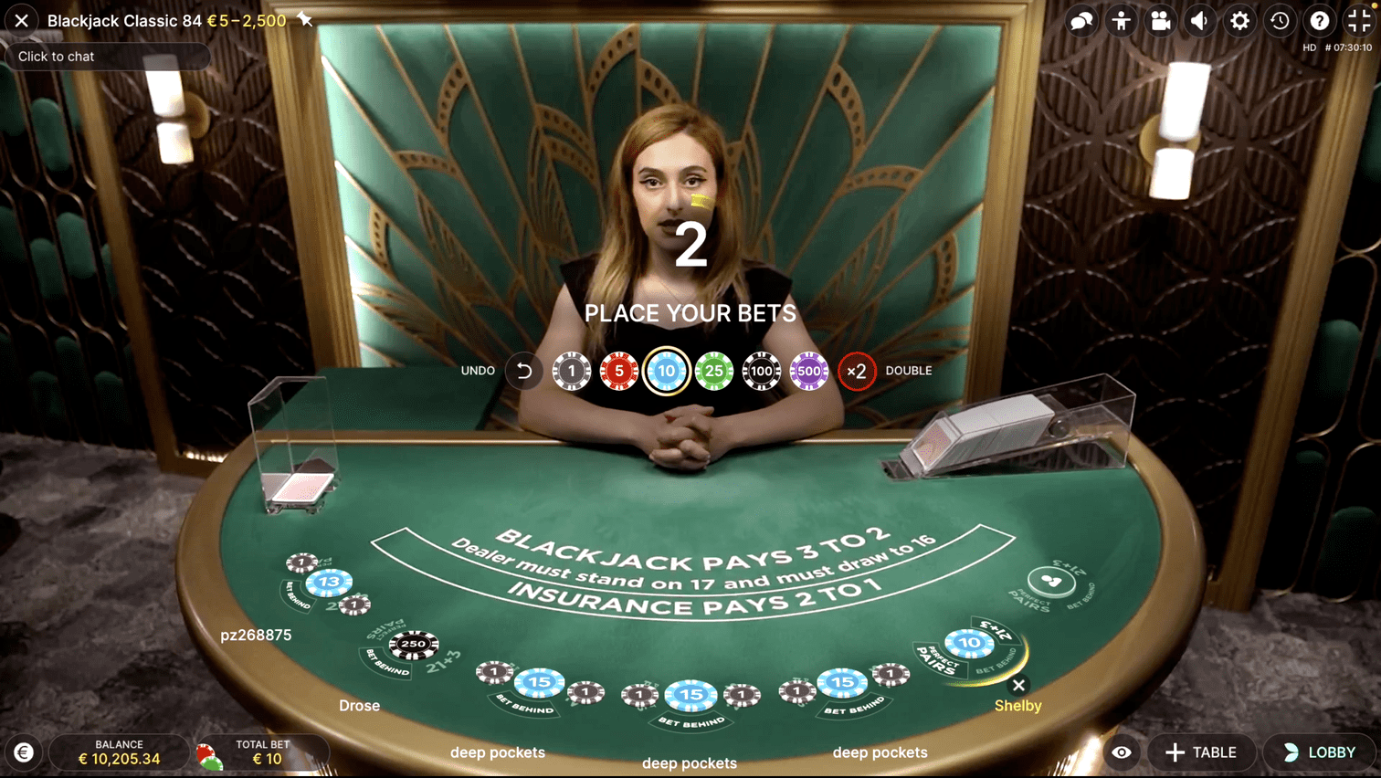 Blackjack Live Evo Casino