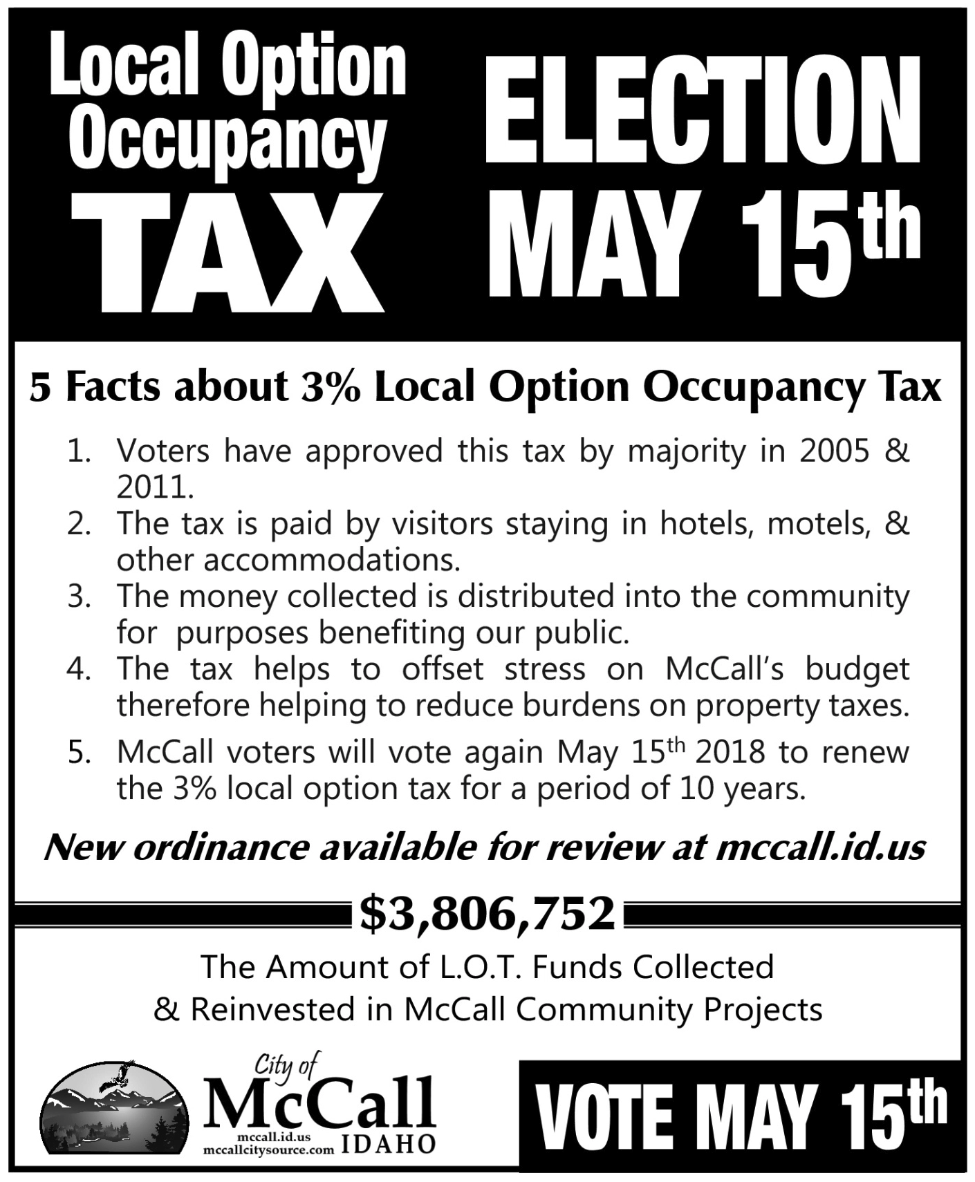 Official site of McCall, Idaho Election May 15th