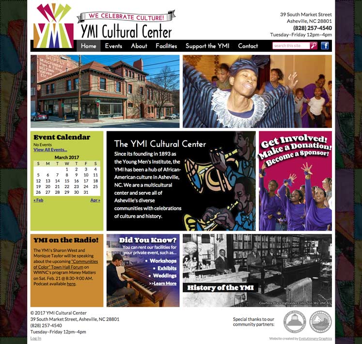 YMI Cultural Center website Evolutionary Graphics Print and Web