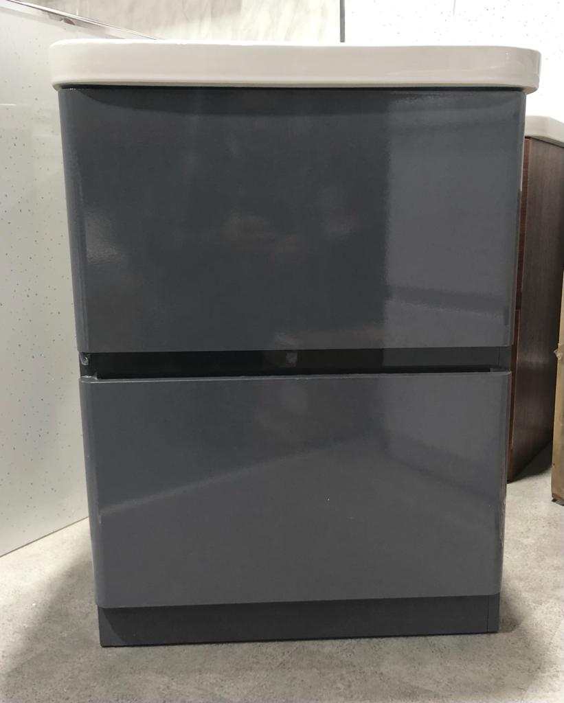 Viva Anthracite 800 mm Floor Standing Doors Bathroom Vanity Unit with