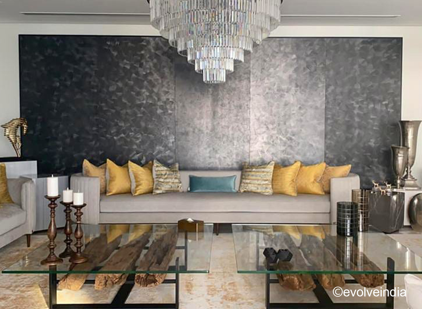 Accent Wall Design Liquid Metal & Concrete Textured Finishes