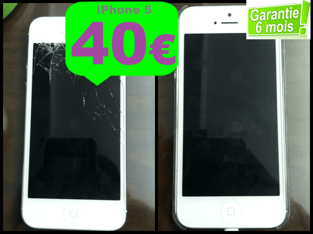 Réparation écran iPhone 5 pas cher à Bruxelles 40€, Vitre cassée