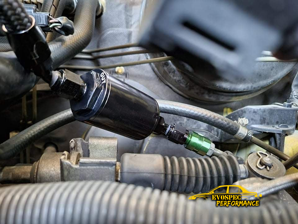 Evo 7/8/9 plug and play inline fuel filter kit. Evospec Performance